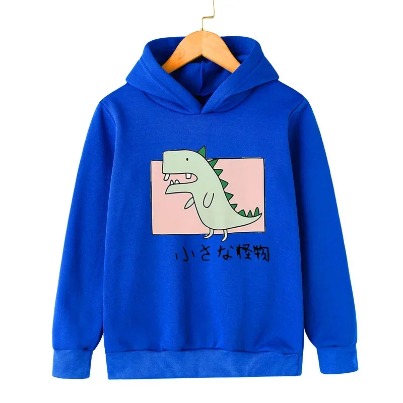 2023 Jacket and Tie Hoodie Little Girls Dinosaur Hoodie Pullover Sweatshirt Cute Raglan Sleeve Splice Cartoon Girls Sweaters