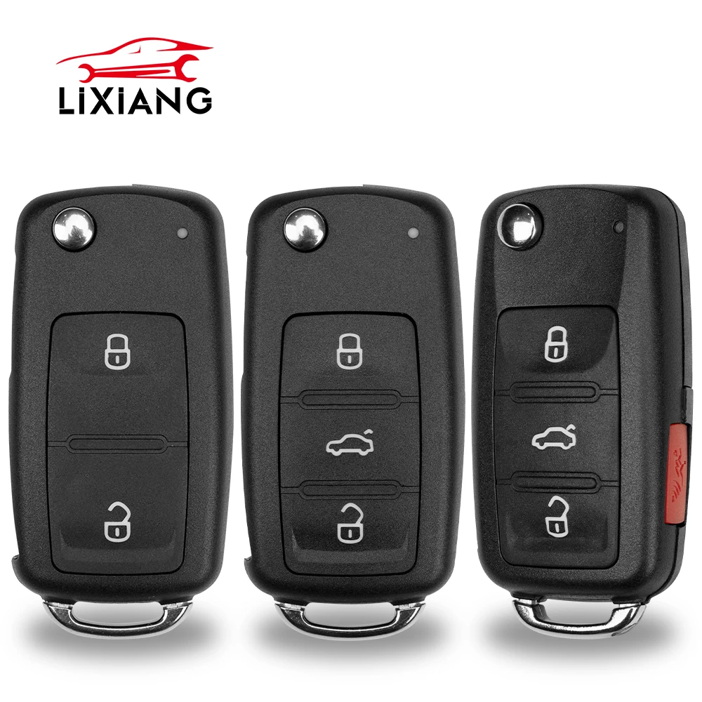 LIXIANG 5K0837202AE/202AD Flip Folding Remote Key Shell For VW Jetta CADDY EOS GTI Golf Passat Tiguan 2/3/3+1 Buttons NBG010180T