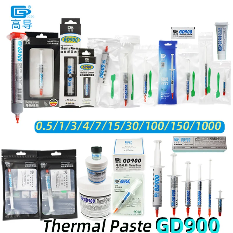 Thermal Grease Paste Net Weight 0.5/1/3/4/7/15/30/100/150/1000 Gram GD900 Plaster HeatSink Compound SY BAS BR BX CB CN MB ST HT