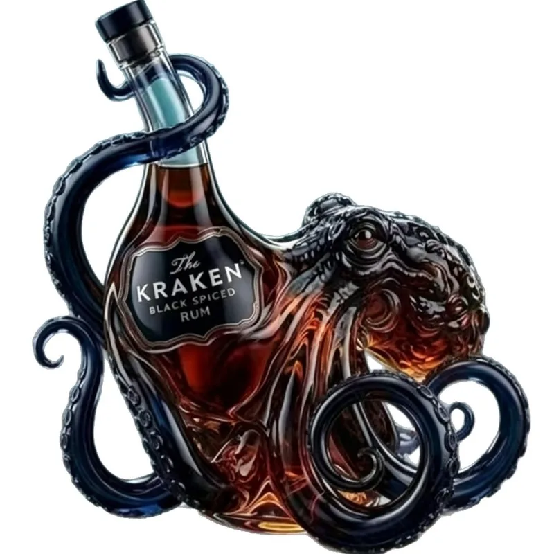 Glass Bottle Sea Monster Octopus Rum Wine Bottle Decoration Bar Wine Enthusiasts Art Collection Decoration Decanter Wine view 4