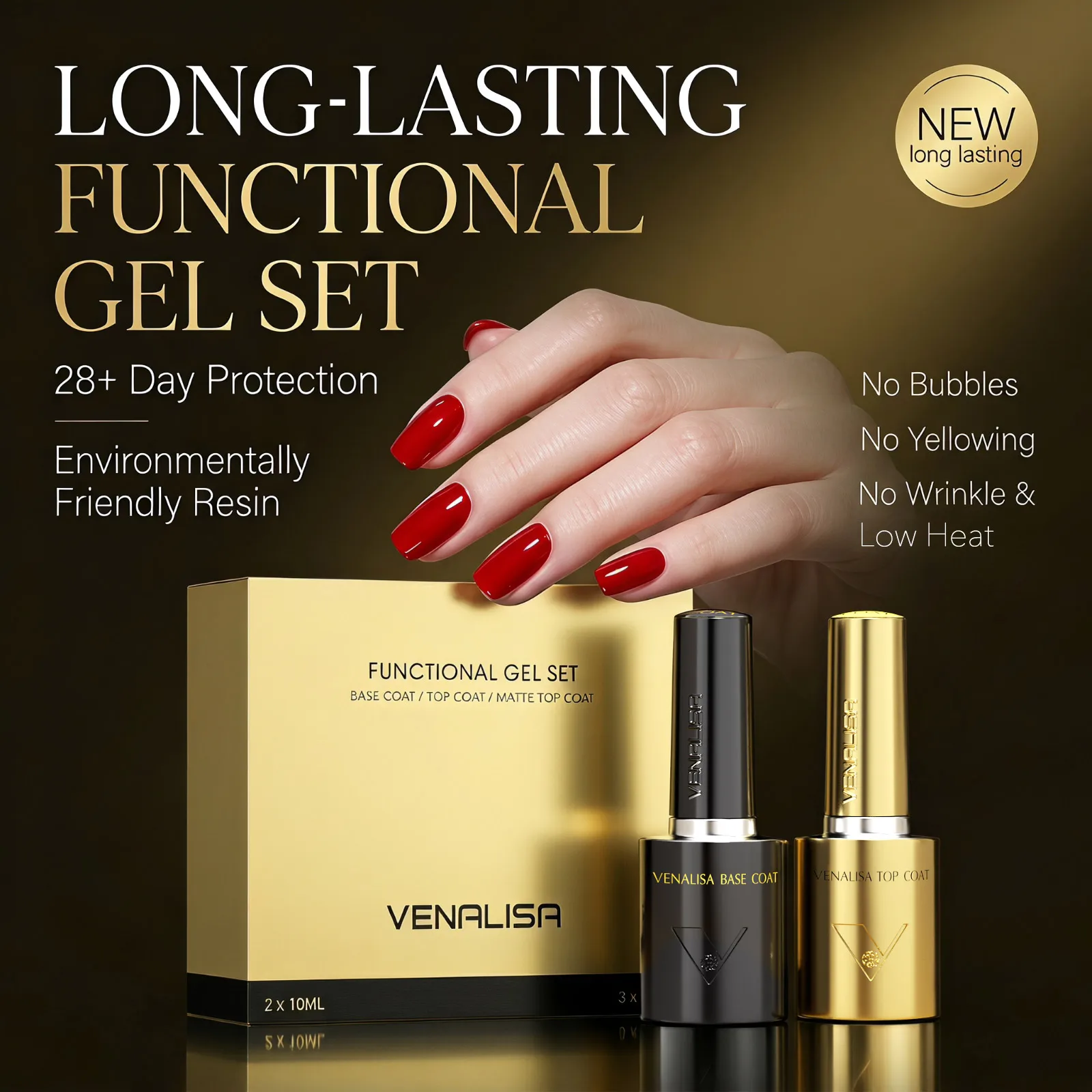 VENALISA Nagel-Gel-Lack 10ml HEMA/TPO-frei Funktionelles Gel Endschritt Ultra-Glänzender Diamant Langanhaltender Überlack Basis Matt Lack – Detail 6