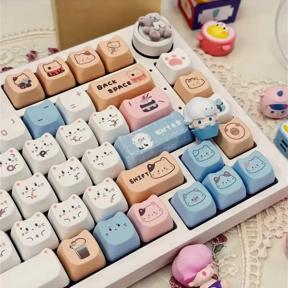 

Sea Salt Cat Shaped MAO Keycap, Highly Cute Keycap, Heat Sublimation Compatible with MX Mechanical Keyboard