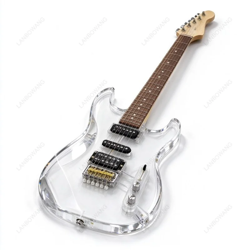 6 String Electric Guitar Acrylic Wood Body Maple Neck Beginner Entry Level Instrument Musical Gift