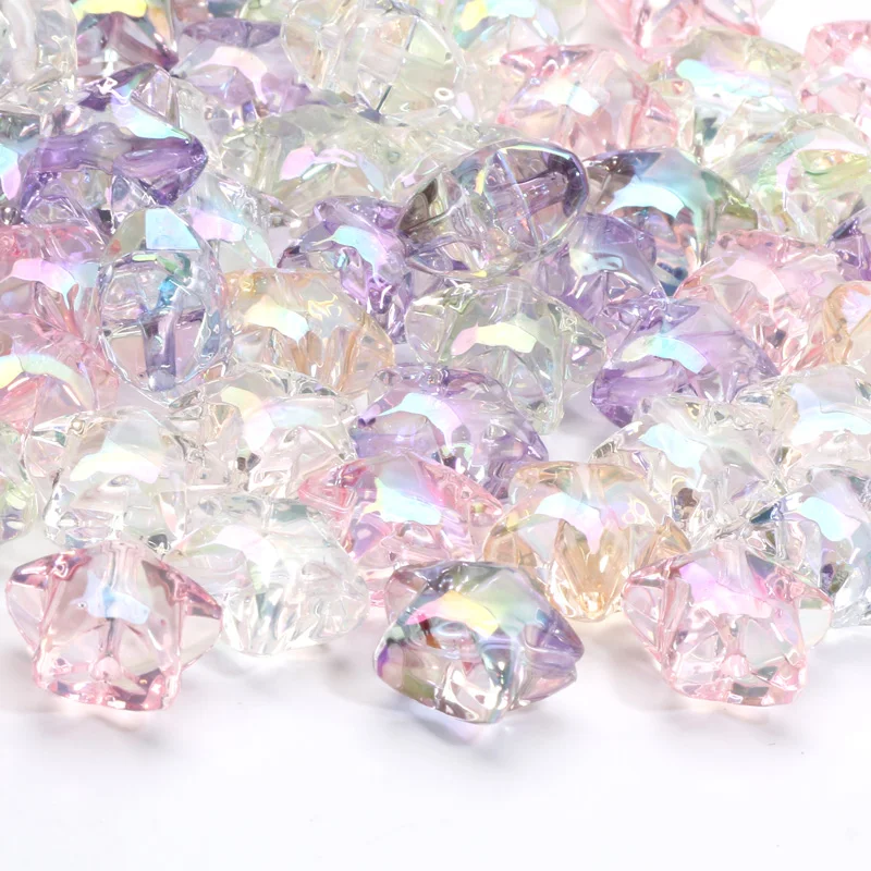 19mm 10pcs Mixed Glitter Acrylic Star Beads Transparent AB Loose Spacer Beads for Jewelry Making DIY Bracelet Craft Accessories