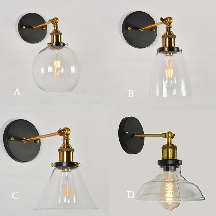 Nordic Led Wall Mounted Lamp Vintage Glass Loft Retro Industrial Lighting Fixture Sconce Aisel Hallway Bedside Bar Decor Lights