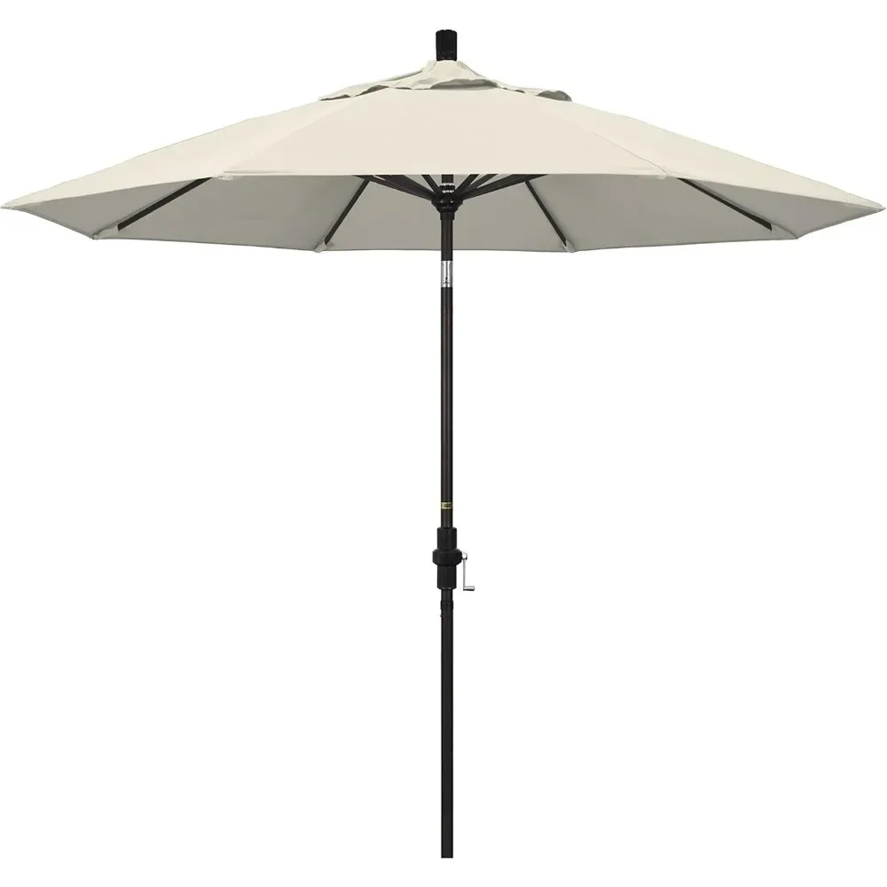 

9' Round Aluminum Market Umbrella, Crank Lift, Collar Tilt, Bronze Pole