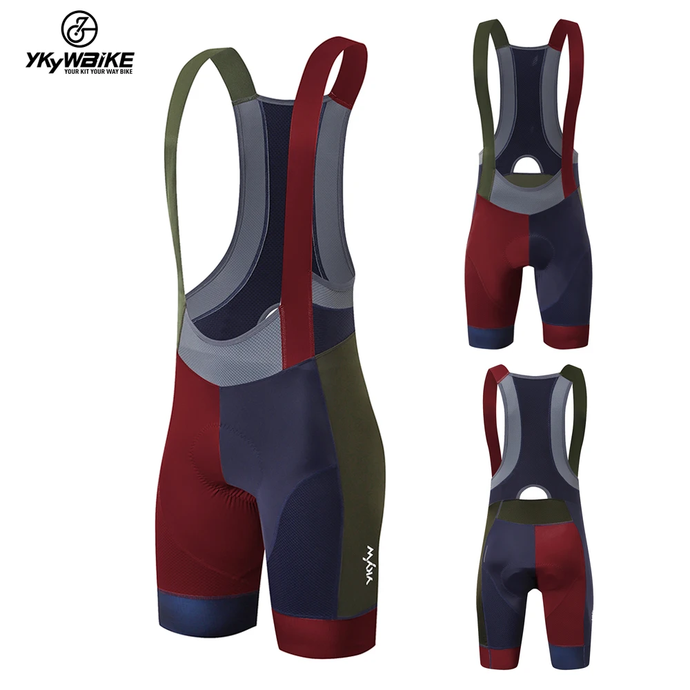 YKYW pantalones cortos con pechera para hombre Shorts de Ciclismo de equipo profesional de colores mallas con pechera para bicicleta de carretera