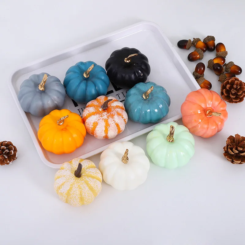 Realistic Artificial Pumpkins Mini Fake Vegetable Simulation Pumpkins Halloween Thanksgiving Party Desktop Ornament Home Decor