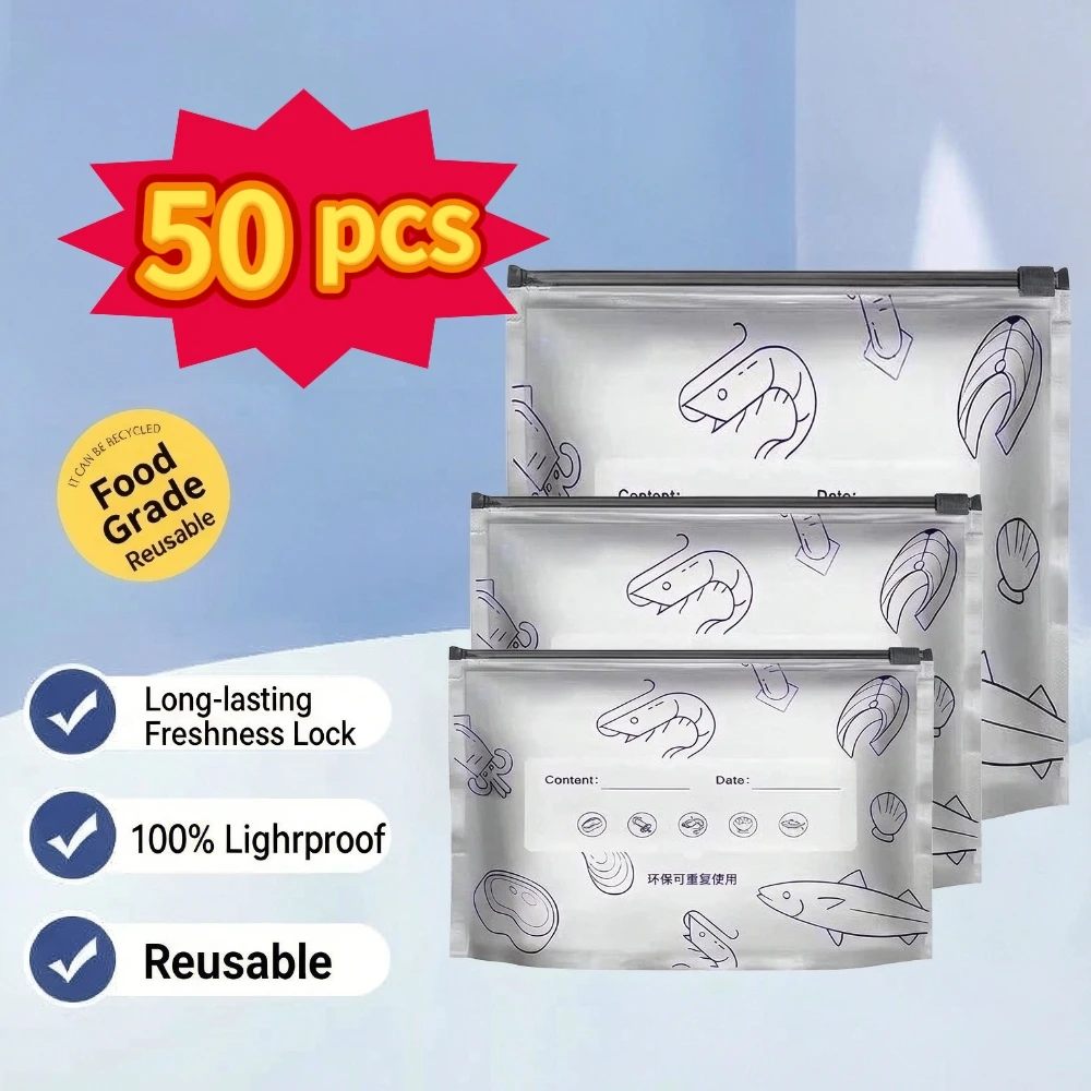 Thicken Zipper Sealed Bags Aluminum Foil Storage Bags Freezer Sealed Organizers Food Packaging Reusable Pantry Odor-Proof Bag