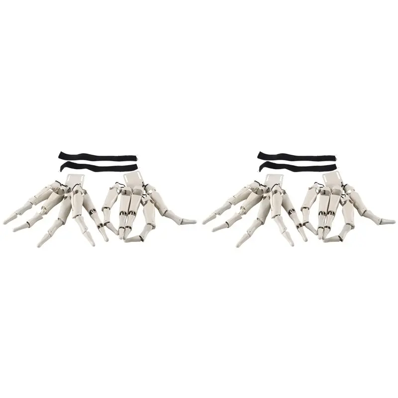 【LAST CHANCE】 4X blanc Halloween articulé doigt squelette mains réaliste horreur fantôme griffe accessoires doigt gant