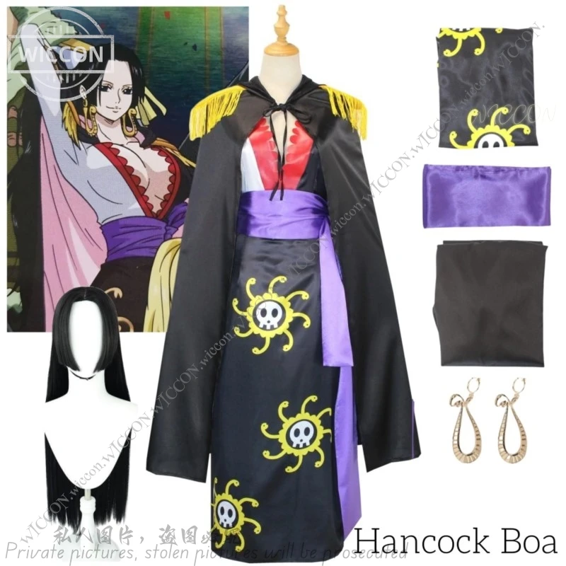 

Hancock Boa Anime Cosplay Halloween Costume Wig Dress Cape Belt Earrings Kimono Woman Adult Role Play Comic-Con Disguise