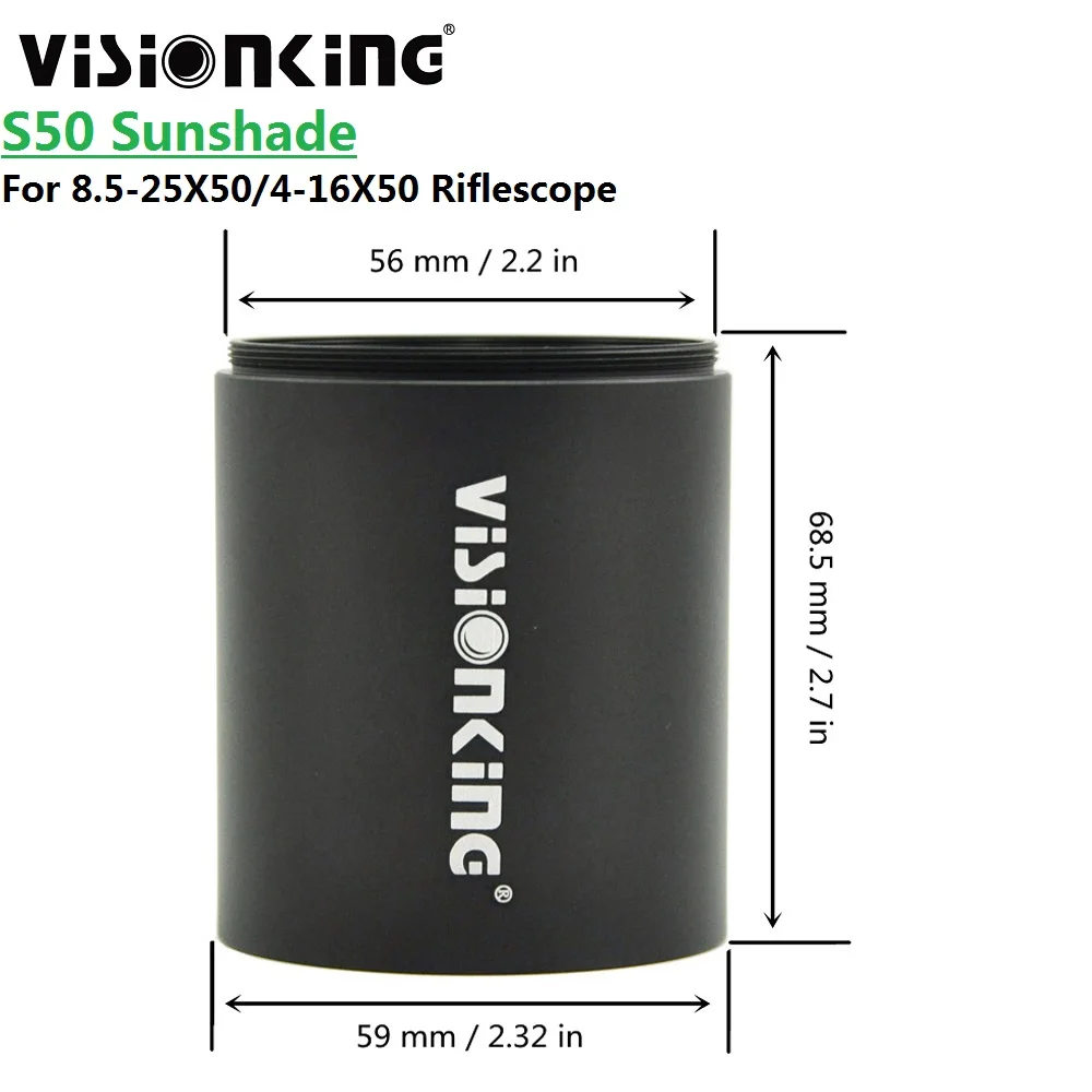 Visionking 50mm Aluminum Sunshade Vector Optics Riflescope Accessories For VS8.5-25X50DL and VS4-16X50DL Scope Rail Cover Hood