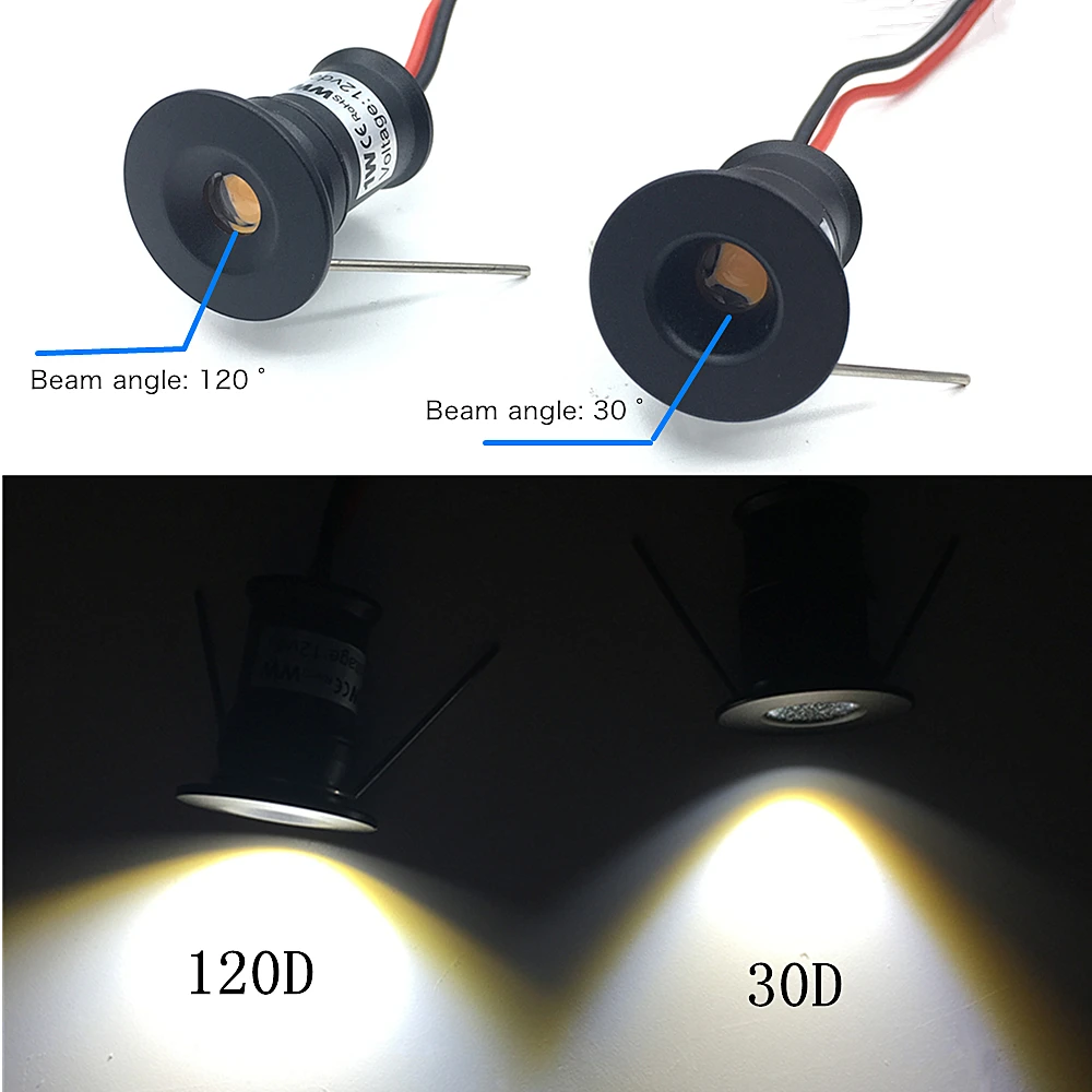 Minifoco LED empotrable con controlador, lámpara de punto regulable de 1W, 12V, color rojo, verde y azul, para armario de vino y joyería