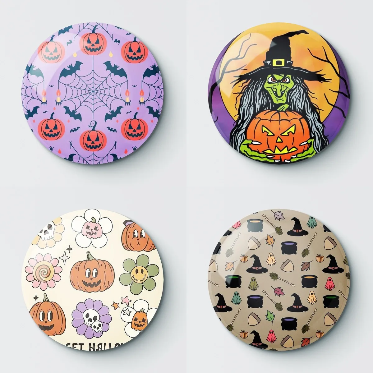 4pcs Halloween Art Ghost Pumpkin Pin Buttons Brooches Pin Jewelry Accessory Customize Brooch Pin Buttons H077-080