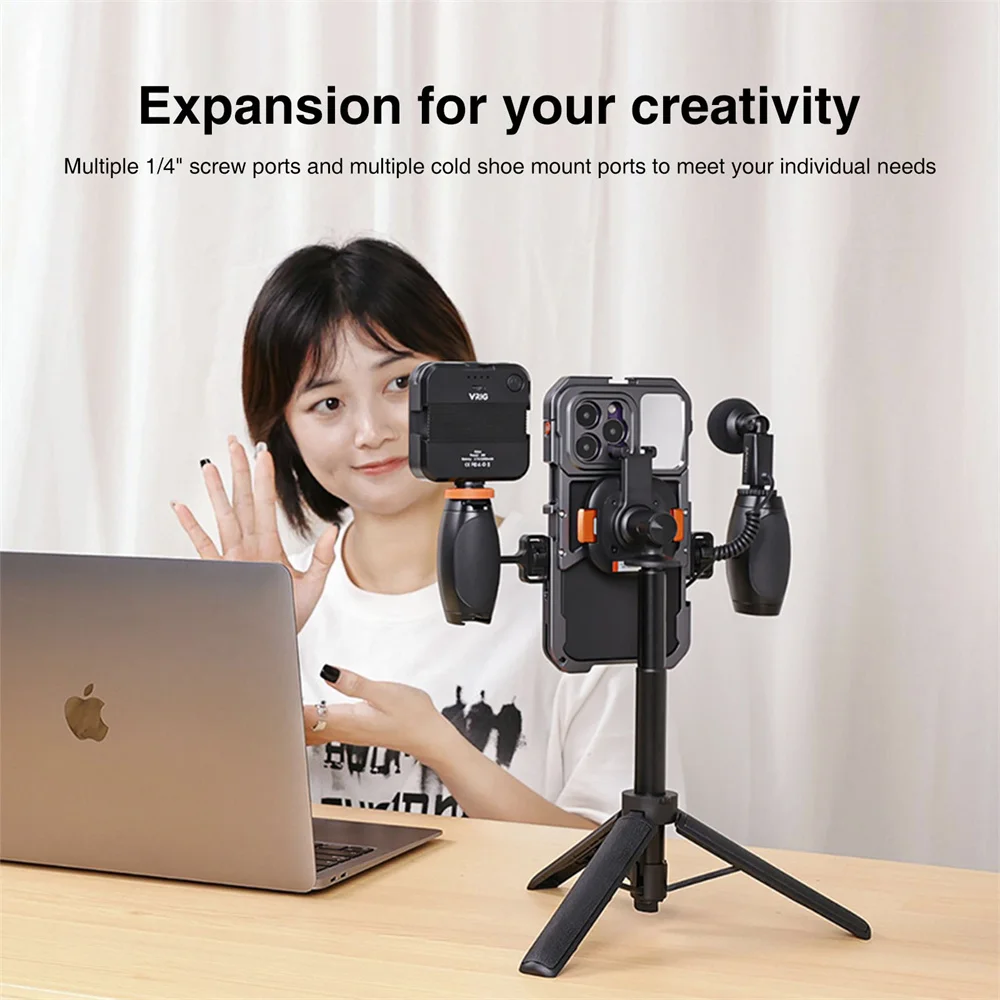 Vrig Magnetic Phone Cage Rig Handheld Stabilizer for Iphone 14Pro Max Phone Holder Metal Expansion Shooting Video Bracket