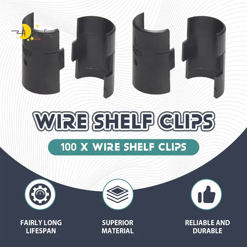 

AF95-Wire Shelf Clips 1 Inch-Wire Shelving Shelf Lock Clips Wire Shelving Shelf Lock Clips For Wire Shelving System 100 Pack