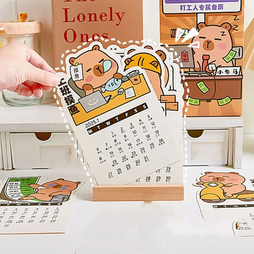 School Supplies Creative Capybara Calendar Cartoon Cute 2025 Desk Calendar Interesting Convenient Practical Calendar School