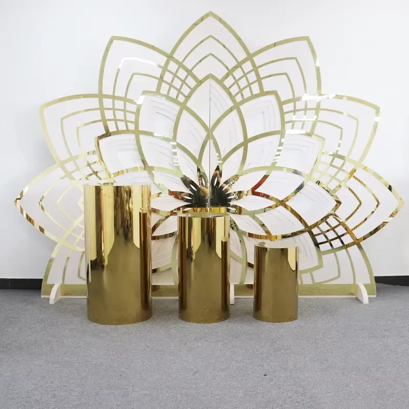 Luxury Gold Stainless Steel Cake Stand Set Round Cylindrical Base for Wedding Dessert Table Decoration Professional