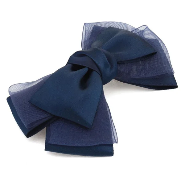 กิ๊บติดผมรูปโบว์สีน้ำเงินเข้ม กิ๊บโลหะผ้าไหมสำหรับผู้หญิง กิ๊บติดผมโบว์สวยงาม เครื่องประดับผม กิ๊บติดผมรูปโบว์