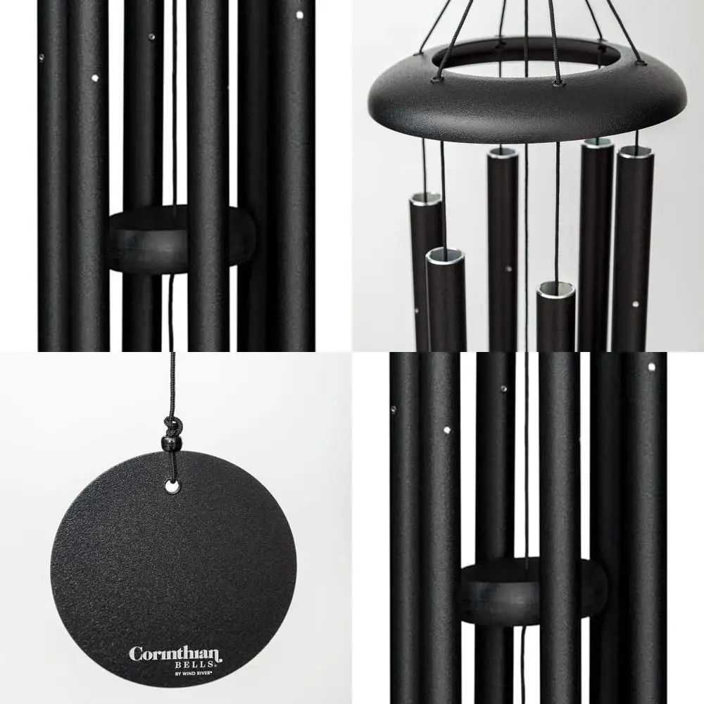 

27 Inch Black Aluminum Wind Chime for Outdoor Patio, Backyard, and Garden Decor (Made in USA)