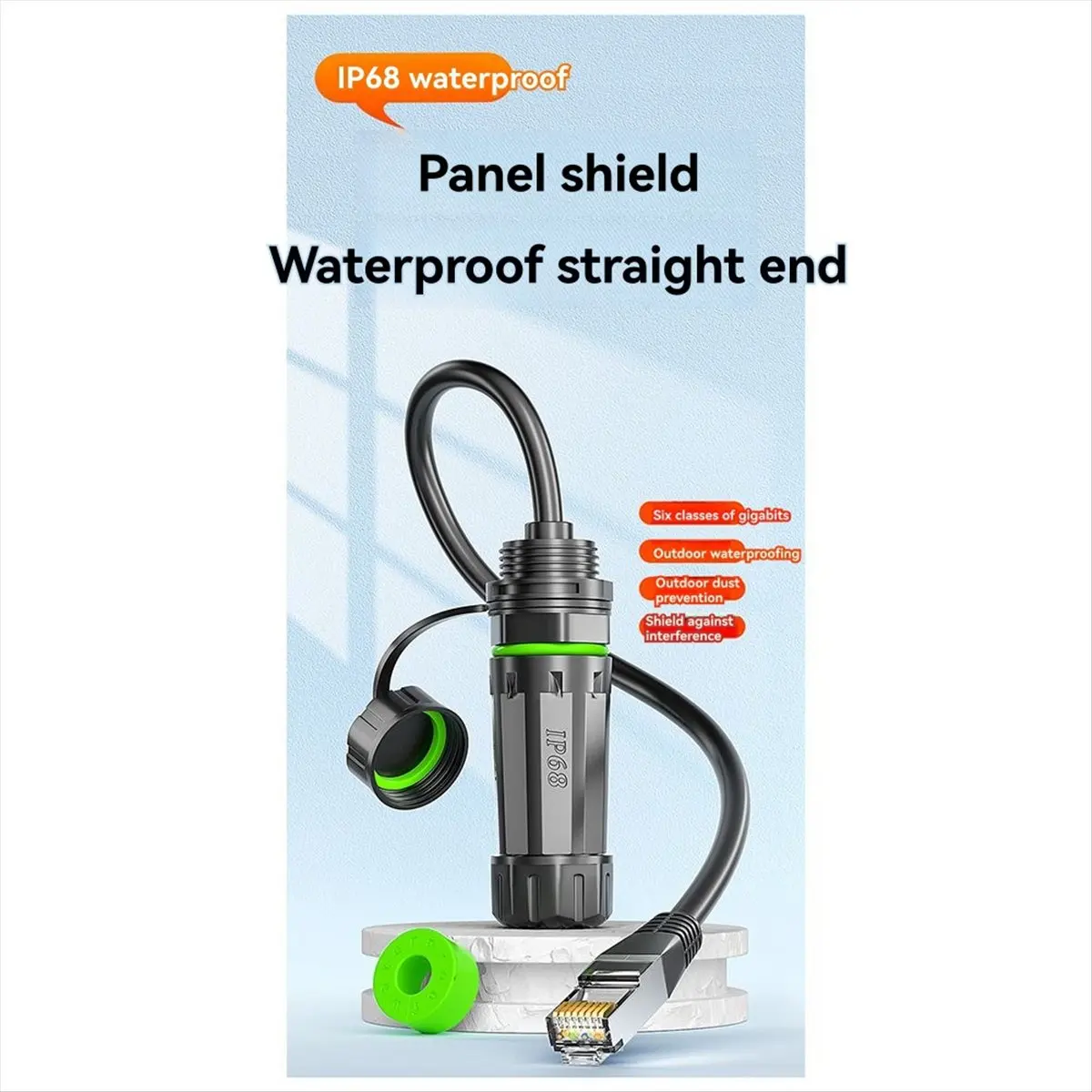 ABFW IP68 Waterproof M20 RJ45 Shielded CAT6A Female Panel Mount Socket Network Ethernet Adapter Extension Cable Without Cable