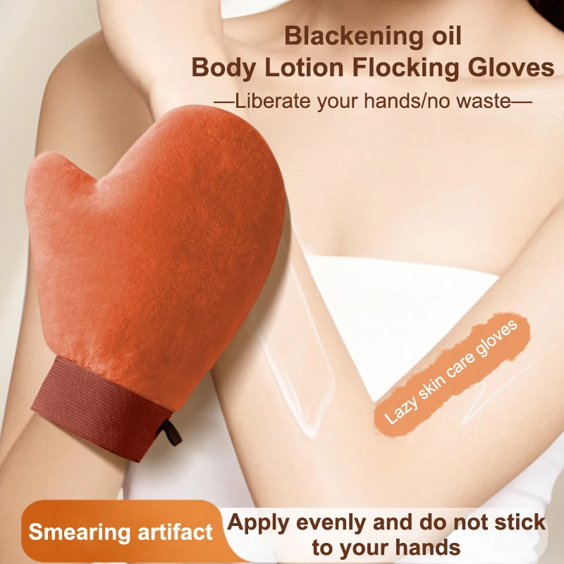{Ali-CC22} قفاز ناعم للتسمير الذاتي للجسم قابل لإعادة الاستخدام على الوجهين، قفاز تنظيف الجسم يمنع أداة توزيع الأيدي اللزجة