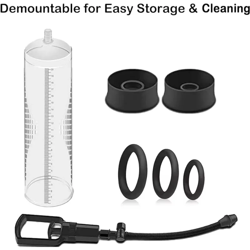 Estensore per pompa per pene Ingranditore manuale Manicotto per pene Dispositivo di allenamento per potenziatore sessuale Giocattolo del sesso per uomini Coppia Erezione più forte e più grande