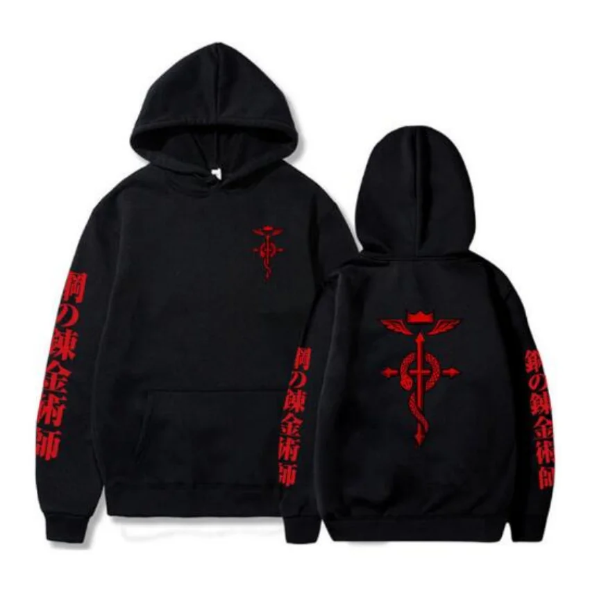 Anime Fullmetal Alchemist Edward Elric Funny Hoodie Hip Hop Graphic Sweatshirts Poleron Hombre Streetwear Harajuku Tracksuit