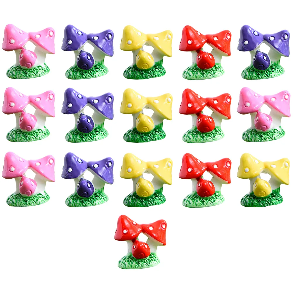 

16 Pcs Mini Resin Mushrooms Purple Pink Yellow Red Garden Decor Micro Landscape Accessories Moss Ornaments DIY Craft Outdoor