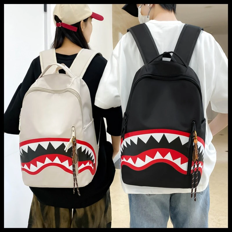 

Leisure Backpack Boy Girl 2025 Trend Oxford Large Capacity Big Mouth Pattern Students Schoolbag Travel College Couple Bag