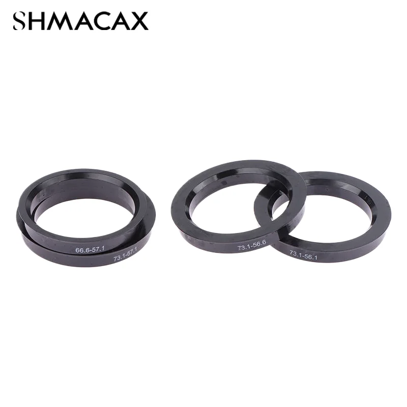 4pcs Car Plastic Wheel Hub Centric Rings Center Bore 66.6-57.1 67.1-60.1 67.1-66.1 73.1-56.1 73.1-56.6 73.1-57.1 73.1-60.1 Black