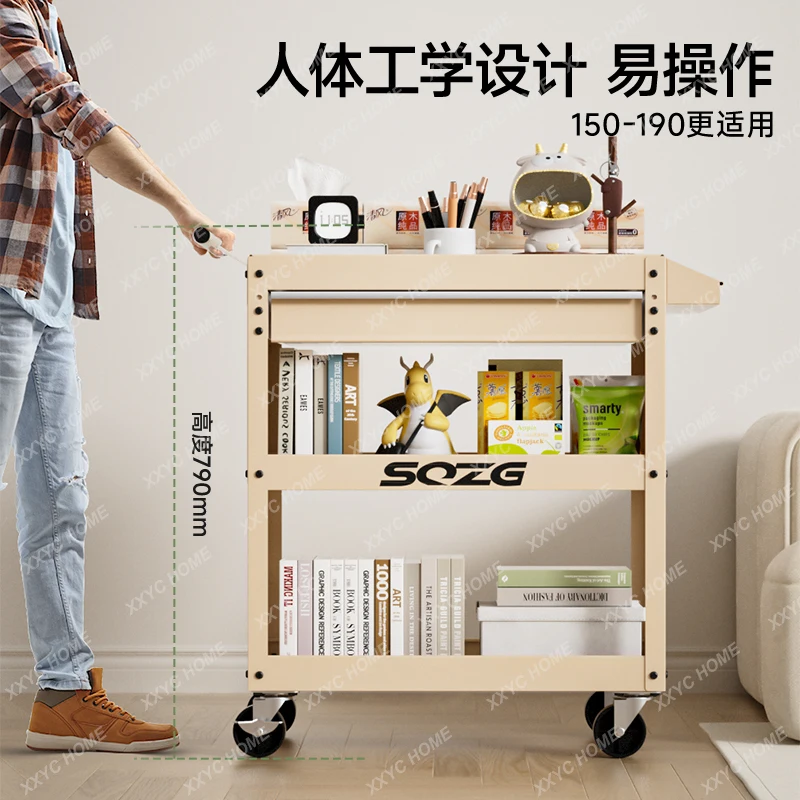 trolley commercial shelf library cafe household multi-functional mobile storage rack three-layer tool cart