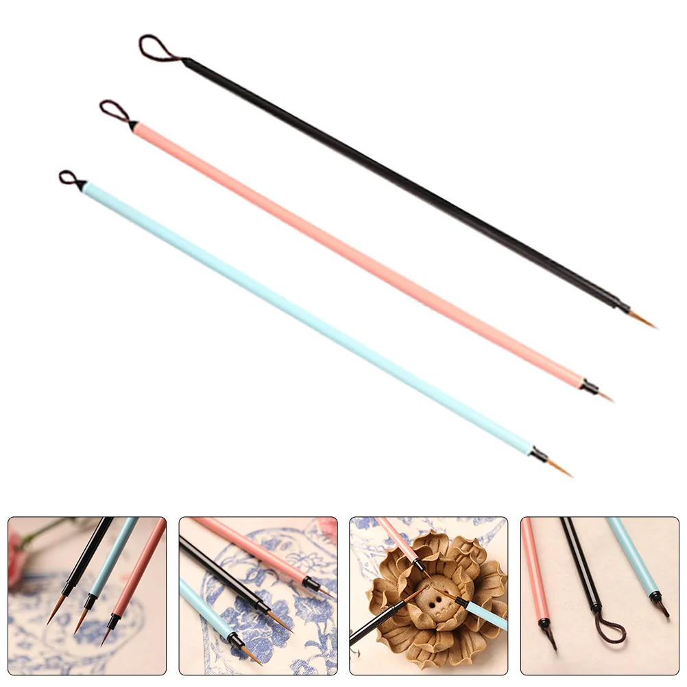 3 Pcs Paint Brush Hook Pen for Chinese Painting Multi-function Calligraphy Watercolor Line Traditional Detail Fine