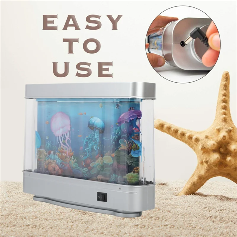 A08I Simulated Fish Tank Lamp Aquarium Tank Decorative Night Light Virtual Ocean Dynamic LED Table Lamp Room Decor