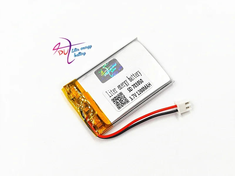 JST 2.54mm 2pin 703050 3.7V 1200mAh Litowo-polimerowa LiPo akumulator złącze baterii 703048 dla Mp3 MP4 GPS bluetooth aparat fotograficzny