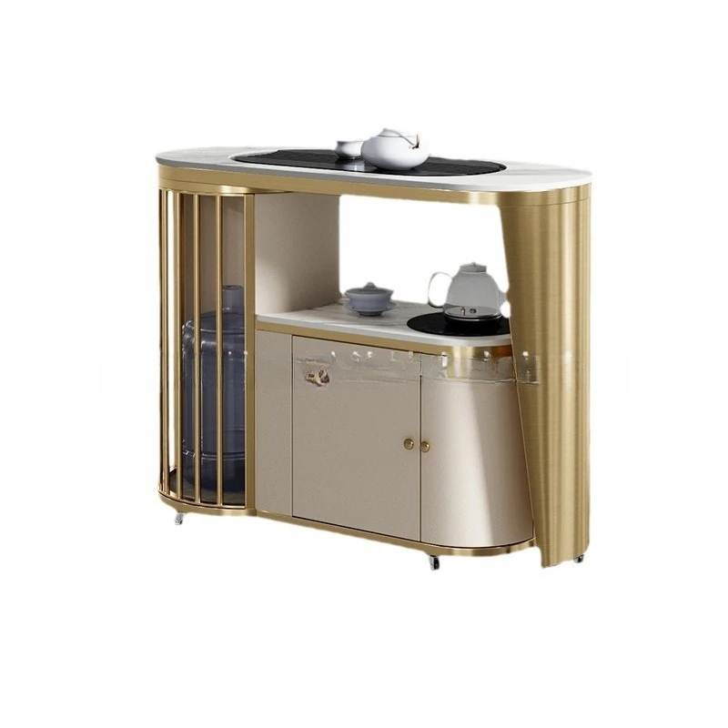 

Italian rock slab tea table office automatic water tea set creative balcony household light luxury small tea table