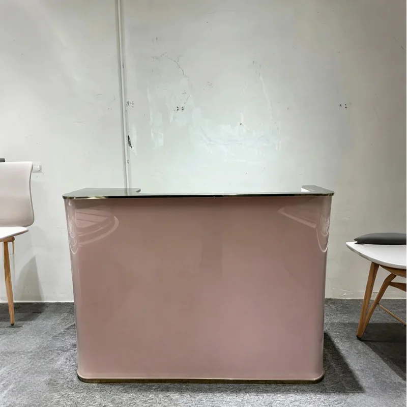 custom.Modern Pastel Pink Curved Jewelry Showcase Set, Three-Piece Glass Display Counter Jewellery Retail