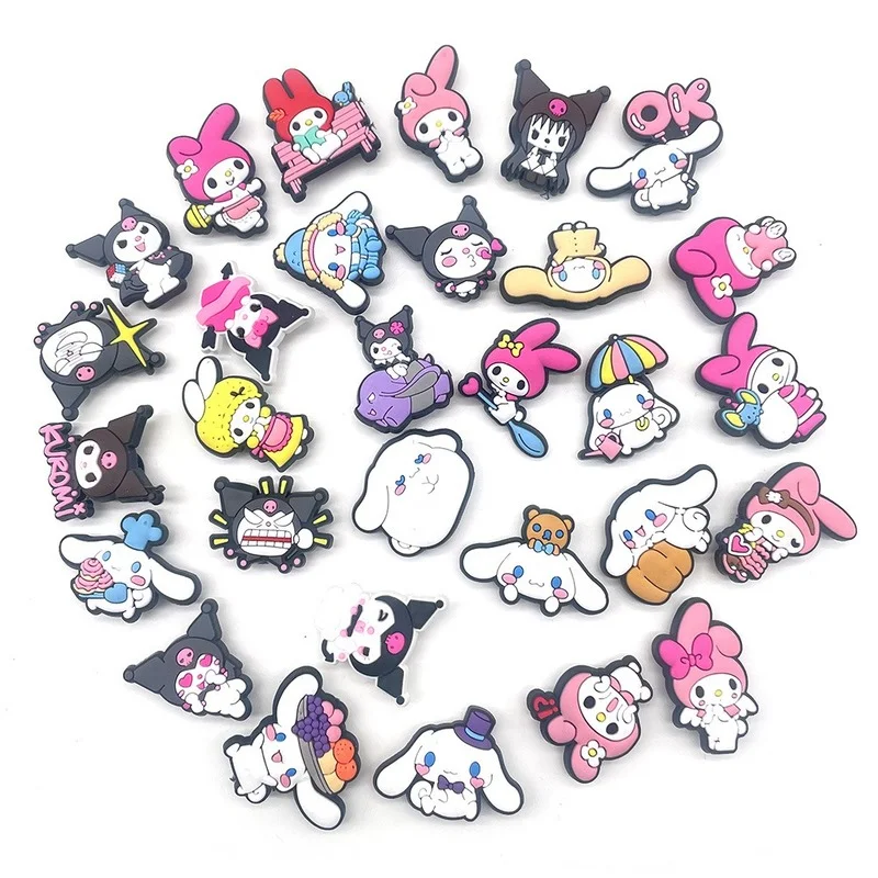 1Pcs Sanrio Series Shoe Charms DIY Shoe Flower Accessories Decorations Kuromi Sandals Decorate for Crocs Kids Gifts