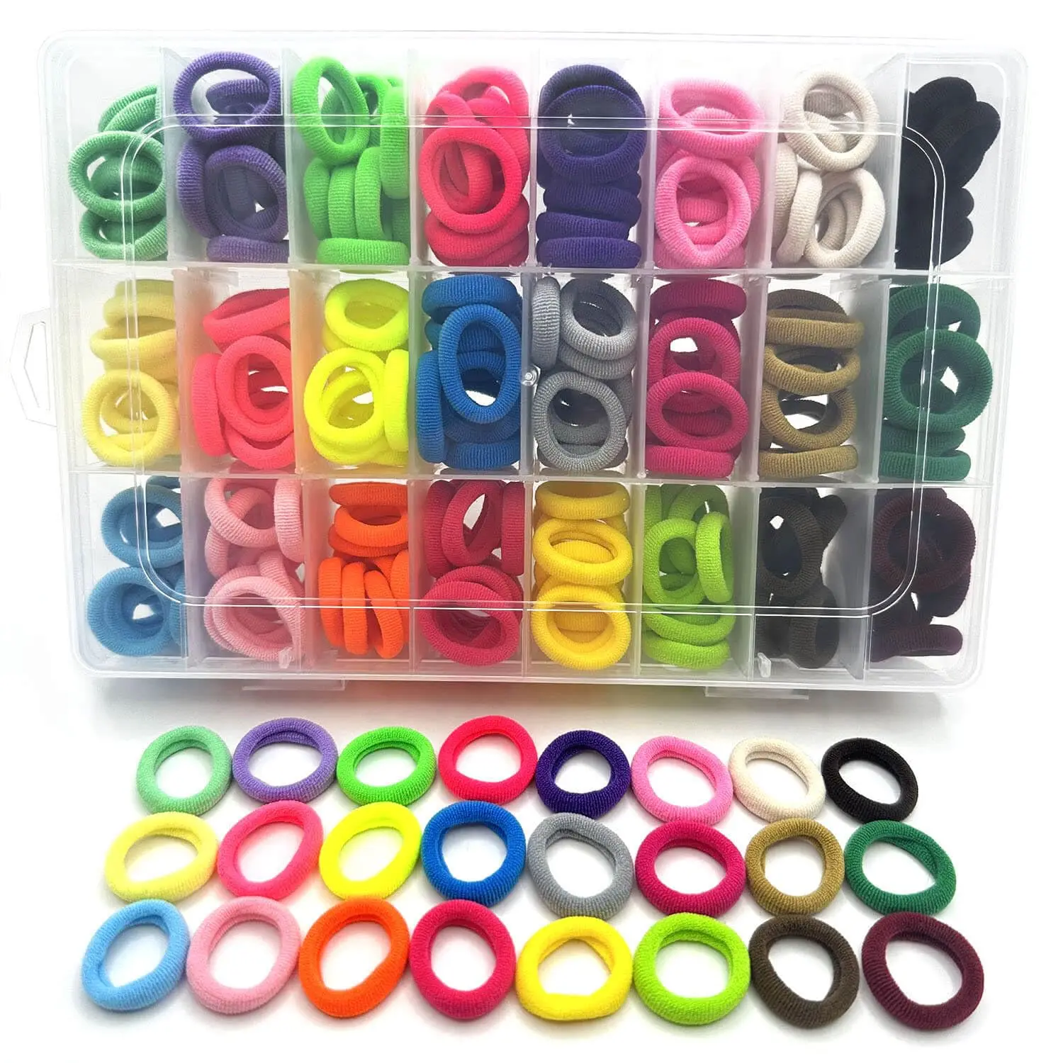 288 Pcs Toddler Hair Ties, Soft Seamless Cotton Baby Hair Ties, Multicolor Small Hair Bands for Little Girls and Kids, Elastic Hair Accessories Ponytail Holders (24 Colors)