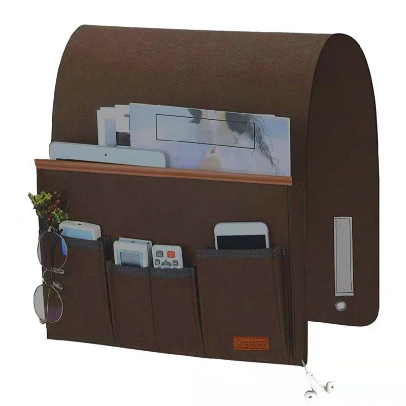 Felt Bedside Storage Bag Pouch Bed Desk Bag Sofa TV Remote Control Hanging Caddy Couch Storage Organizer Bed Holder Pockets