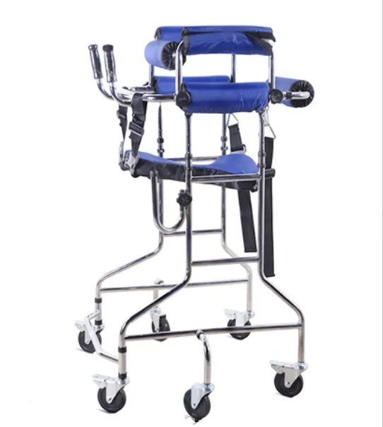 Hemiplegia Walker Stand Frame with Seat Wheel Rehabilitation Device Folding Height Adjustable Lower Limb Disabled