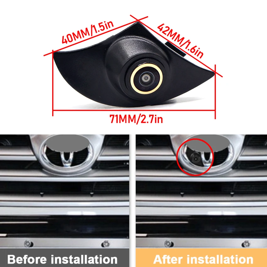 AHD 1080P Golden Fisheye Lens HD CCD Car Front View Parking Positive Logo Camera For Toyota Highlander 2012~2019 2020 2021 2022