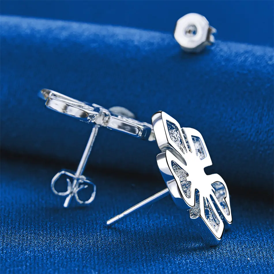 سحر 925 فضة فاخرة رائعة زهرة أقراط النساء هدية اكسسوارات الحفلات مجوهرات الأزياء #4