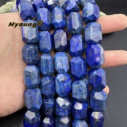 Large Faceted Natural Stone Lapis Lazuli Cutting Nugget Beads For DIY Jewelry Making MY240130