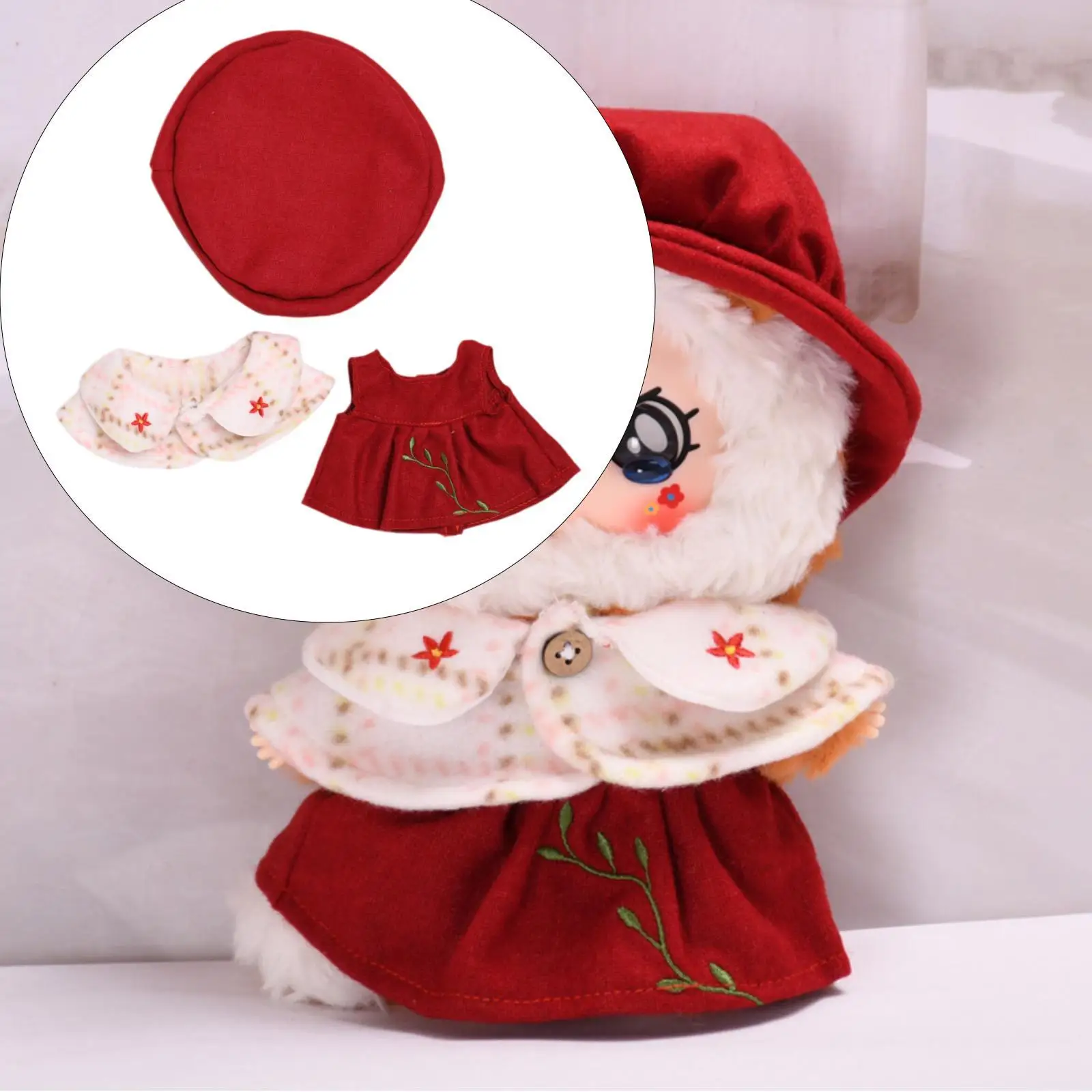 Plush Doll Clothes Doll Dress Shawl and Hat Plush Doll Accessories Photo Props Costumes Stuffed Animal Accessories Fashion Soft