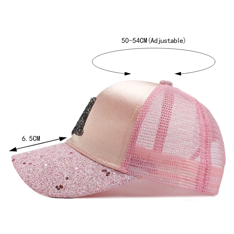 Children Girls Rhinestone Sequin Letter A D Baseball Cap Summer Girl Female Snapback Hip Hop Caps Adjustable Sun Hat