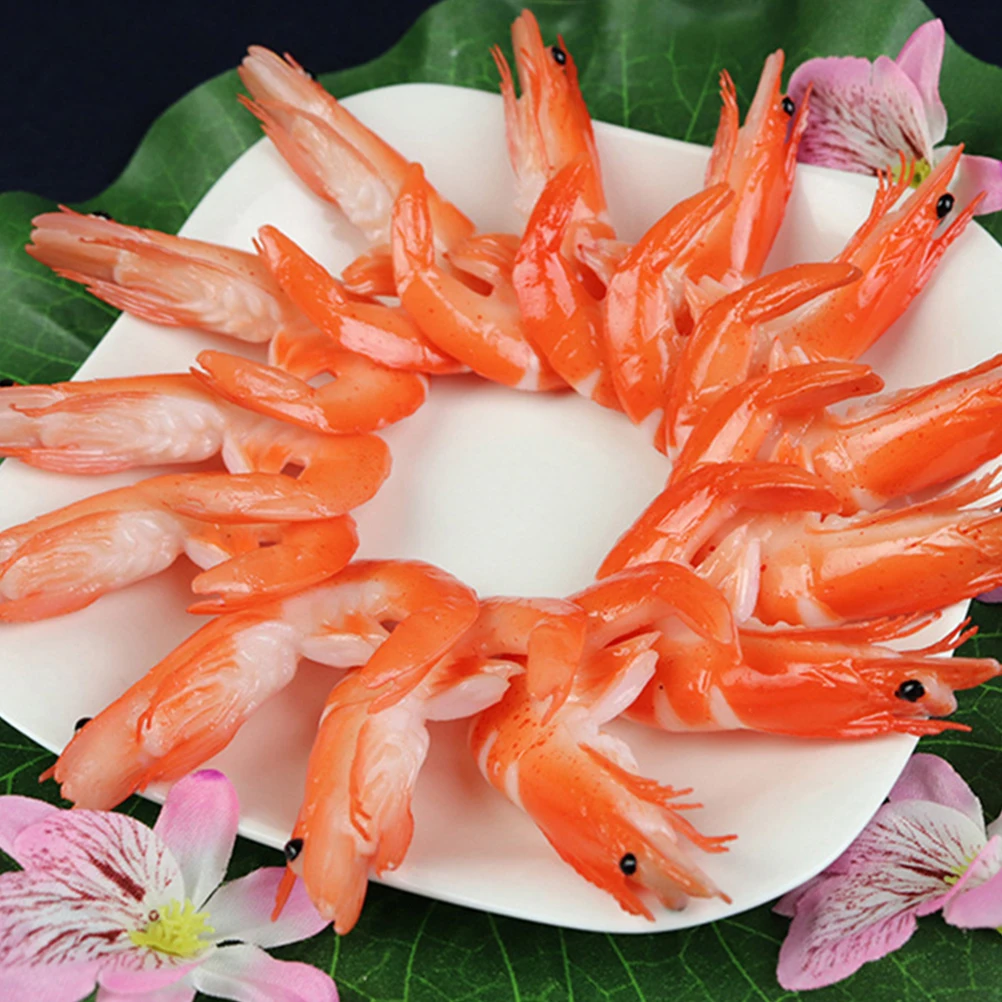 

5 Pcs Simulated Shrimp Props Toy Plastic Fake Shrimps Model Decorate Simulation