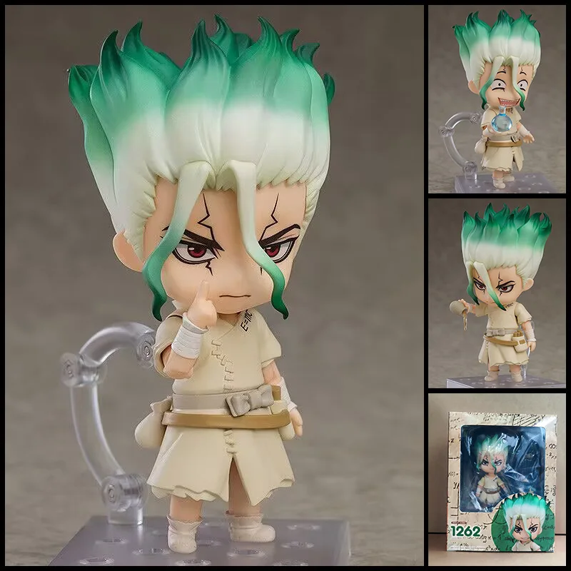 Anime-Actionfigur Senku Ishigami Dr. Stone mit Gesichtswechsel, PVC-Sammelfigur, Desktop-Deko, Geschenk für Anime-Liebhaber