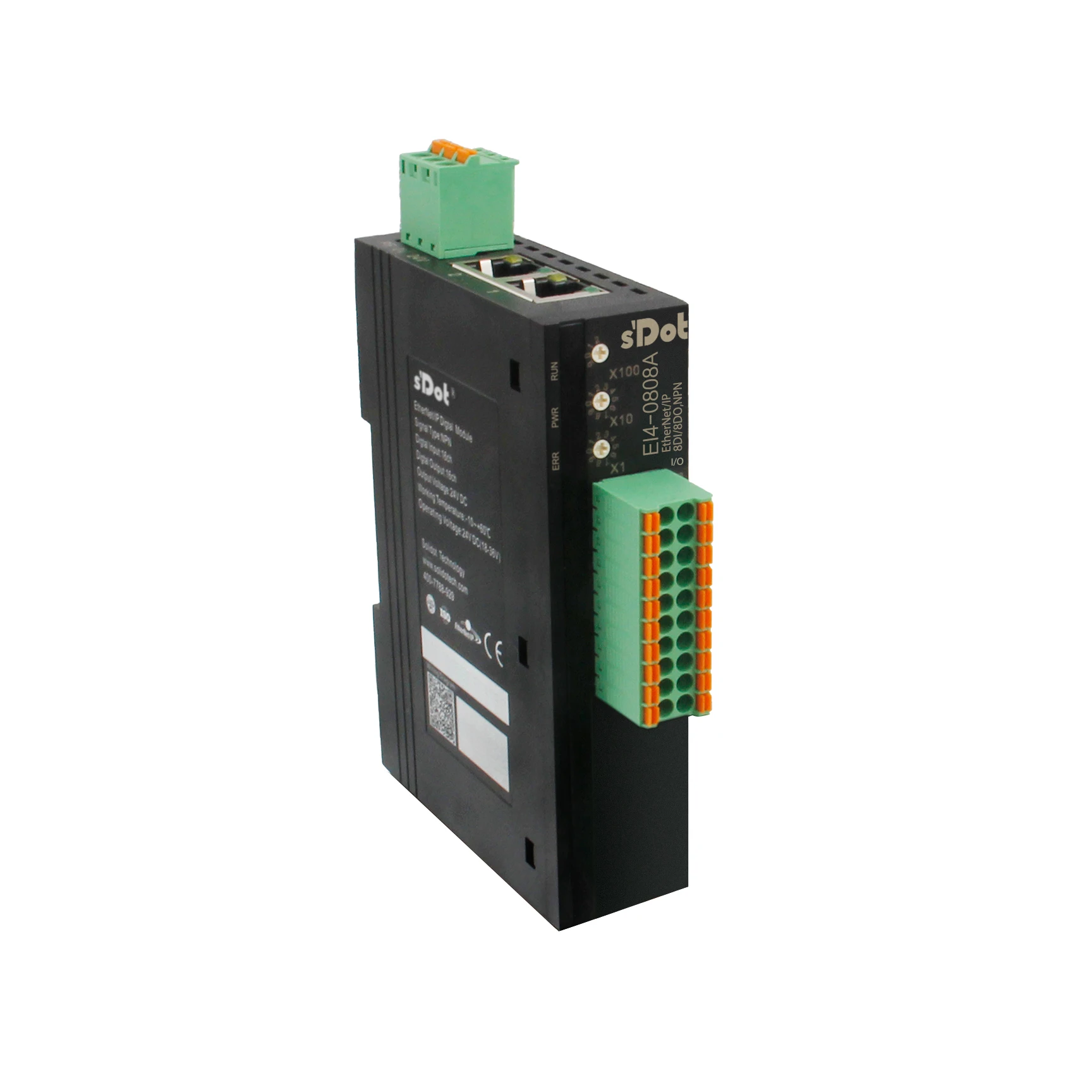 Remote IO I/O modul EtherNet/IP terintegrasi 8 saluran Input Digital 8 saluran Output Digital NPN | EI4-0808A