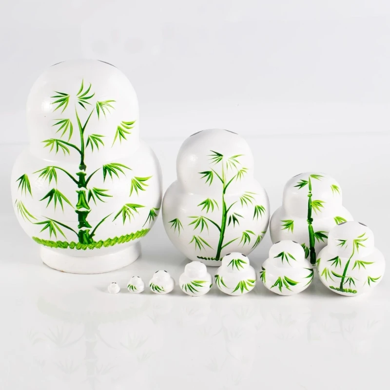 Q0KB Traditionele Russische Nesting Dolls 10 stks/set Handgeschilderde Houten Matroesjka Panda Beer Nesting Dolls Volkskunst